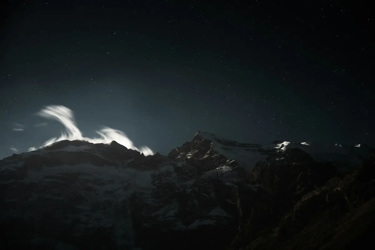 A restless landscape at night